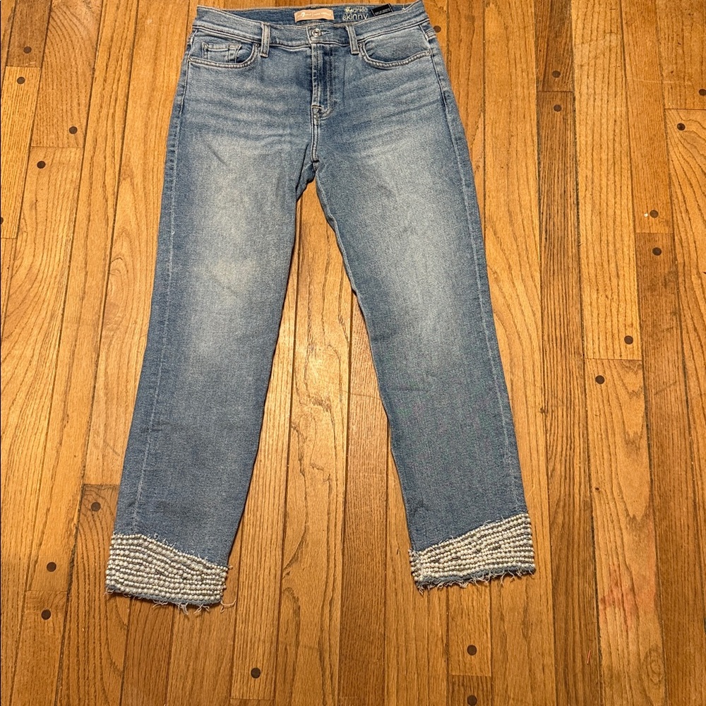 7 For All Mankind LUXE Vintage Skinny Ankle Pearl High Rise